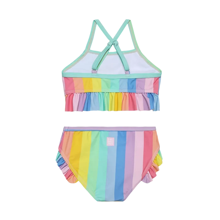Color Kids - Girl's Swim Suit Bikini W. Frill - Rainbow Stripe