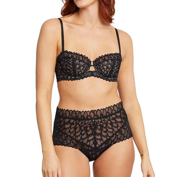 Montelle Lacy Keyhole Bra 9308 Black Set