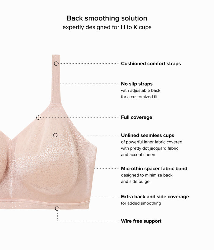 Back Appeal® H-K Cup Wire Free Bra: Rose Dust