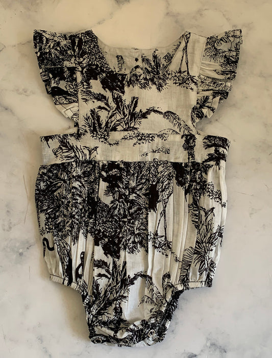 Black and white Indian Cotton pinafore romper - Love Sam