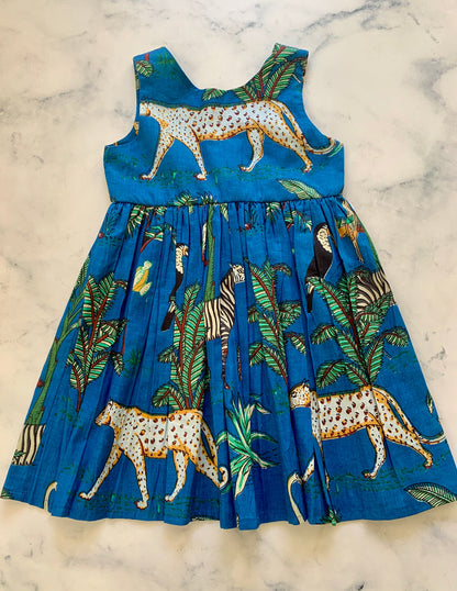 Blue Tropical Indian Cotton Dress - Love Sam