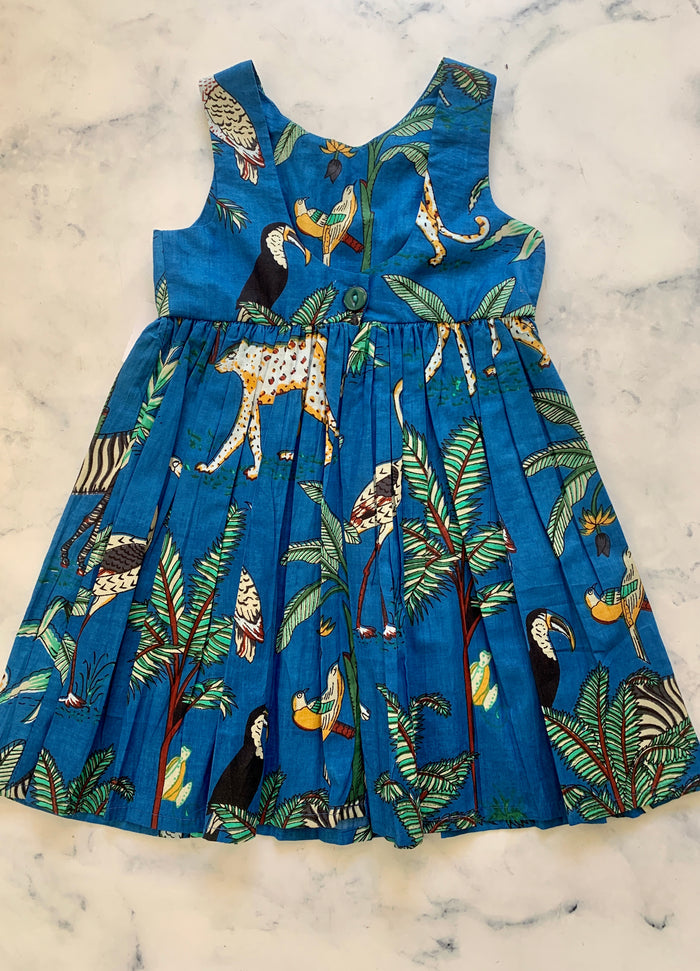 Blue Tropical Indian Cotton Dress - Love Sam