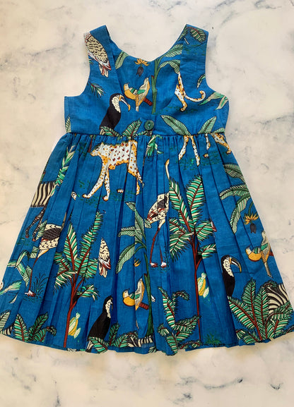 Blue Tropical Indian Cotton Dress - Love Sam