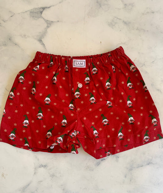 Boys red Gnome Christmas boxers - Love Sam