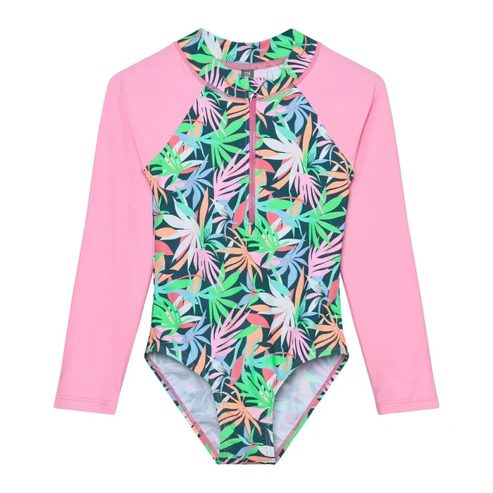 Color Kids - Girl's Foliage AOP UV Swimsuit
