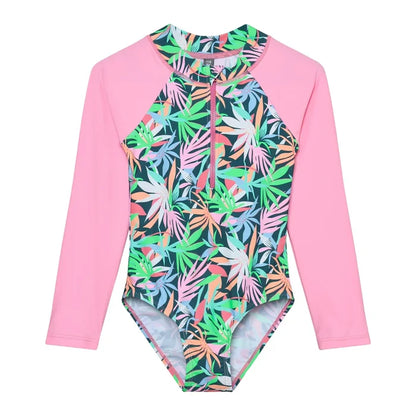 Color Kids - Girl's Foliage AOP UV Swimsuit
