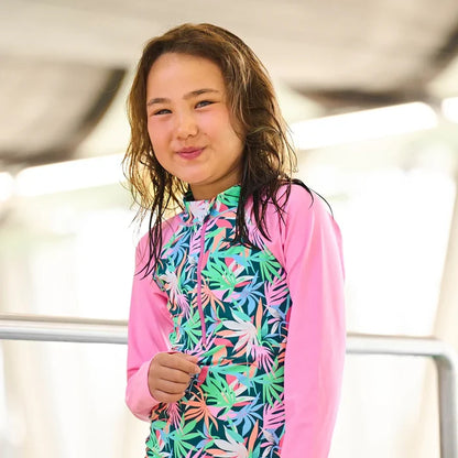 Color Kids - Girl's Foliage AOP UV Swimsuit
