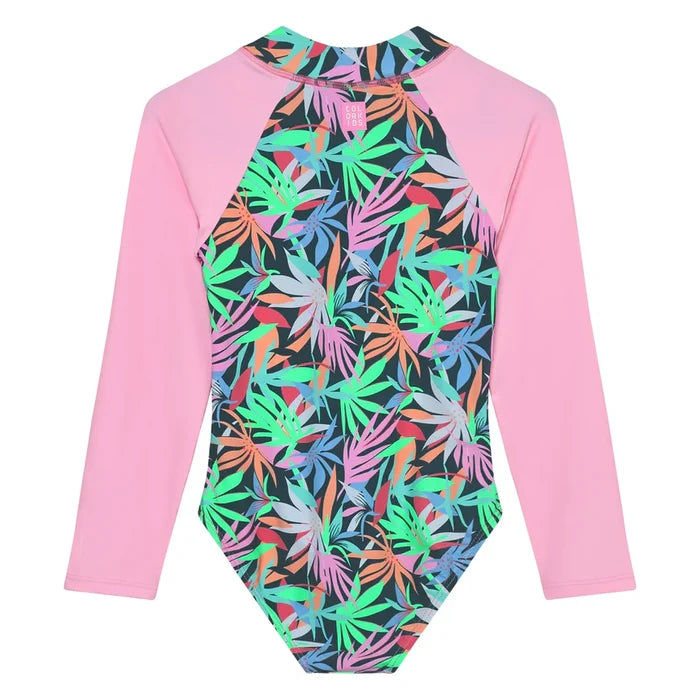 Color Kids - Girl's Foliage AOP UV Swimsuit