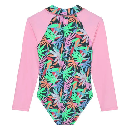 Color Kids - Girl's Foliage AOP UV Swimsuit
