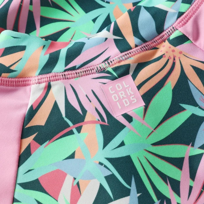 Color Kids - Girl's Foliage AOP UV Swimsuit