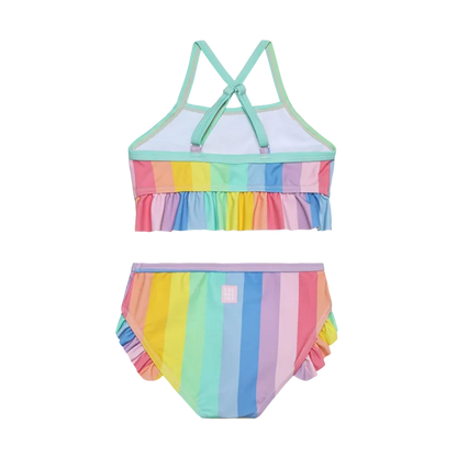 Color Kids - Girl's Swim Suit Bikini W. Frill - Rainbow Stripe