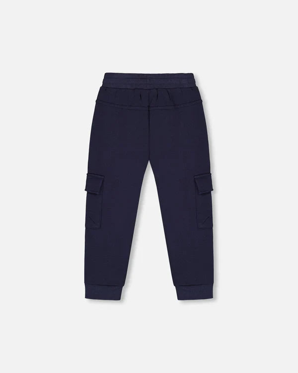 Deux Par Deux Fleece Sweatpants with Cargo Pockets - Peacoat/Navy