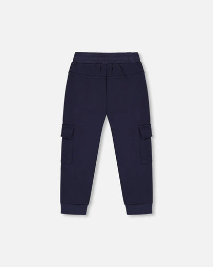 Deux Par Deux Fleece Sweatpants with Cargo Pockets - Peacoat/Navy
