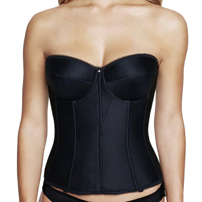 Dominique Juliette Satin Longline Bra 8950 Black Front