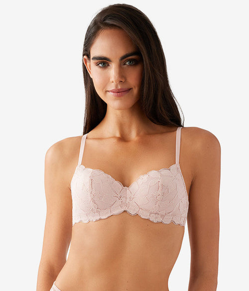 Feeling Famous Balconette Contour Bra: Rose Smoke/White