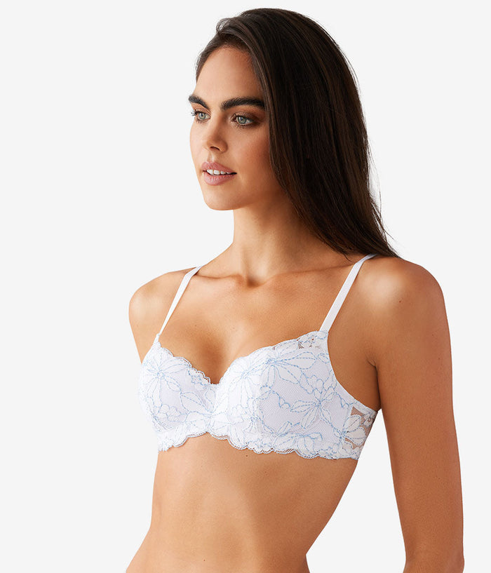 Feeling Famous Balconette Contour Bra: White/Frozen Fjord