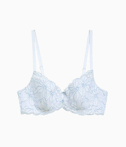 Feeling Famous Balconette Contour Bra: White/Frozen Fjord