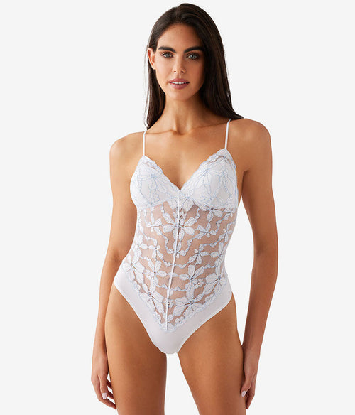 Feeling Famous Bodysuit: White/Frozen Fjord