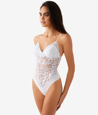 Feeling Famous Bodysuit: White/Frozen Fjord