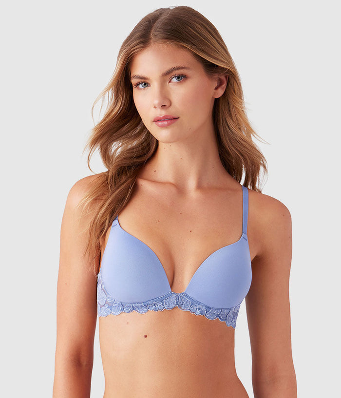 Feeling Famous Wire Free Push Up Bra: Country Blue/Bright White