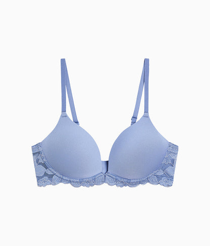 Feeling Famous Wire Free Push Up Bra: Country Blue/Bright White