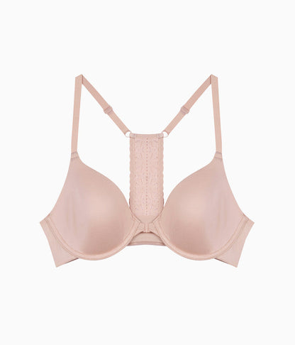 Future Foundation Front Close Racerback Bra: Rose Smoke