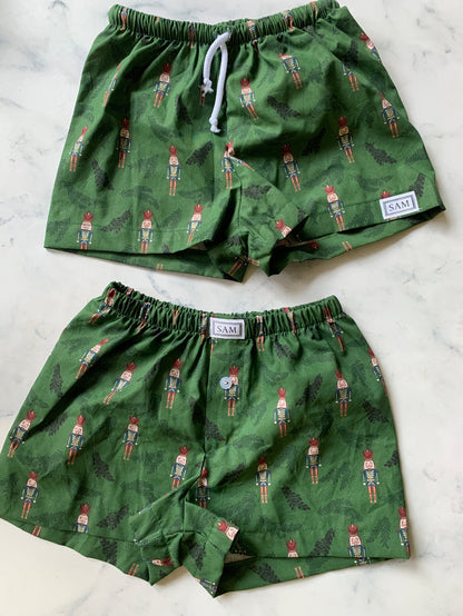 Girls Green Nut Cracker Christmas Sleep Shorts - Love Sam