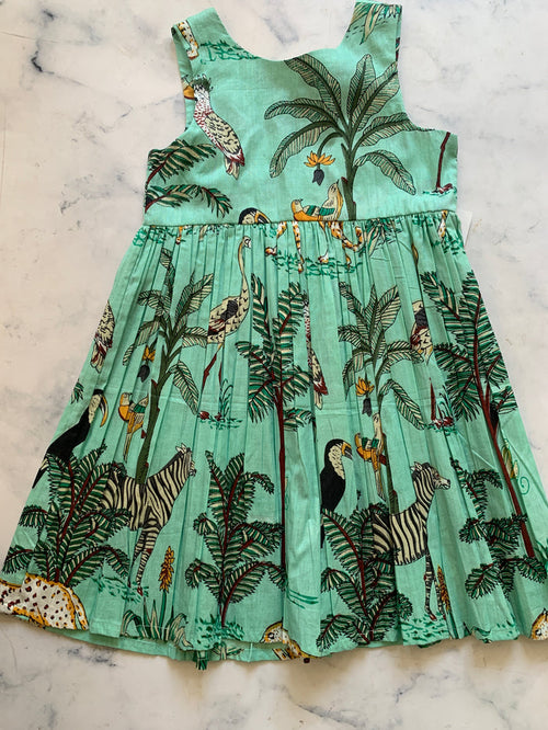 Green Jungle Indian cotton Dress 4 years - Love Sam