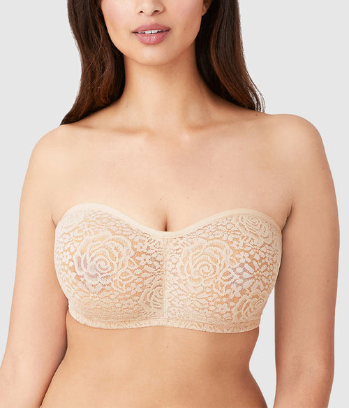 Halo Lace Strapless Underwire Bra: Sand