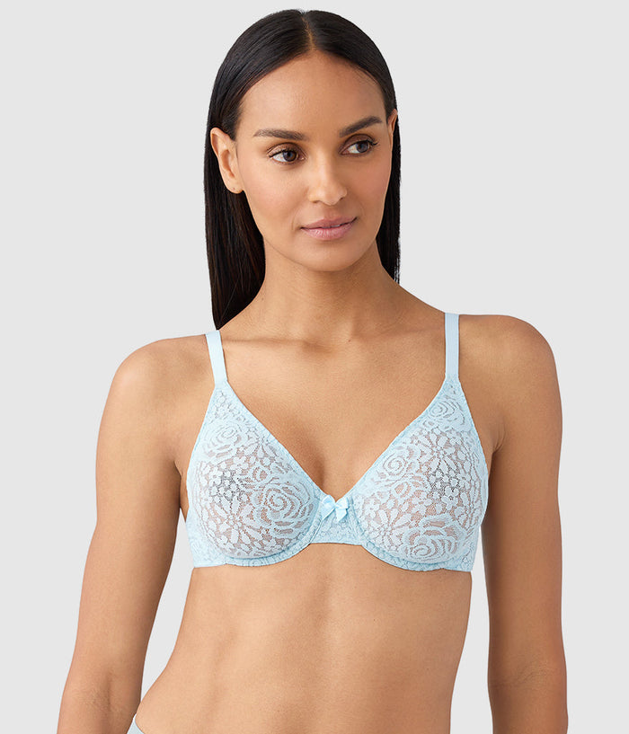Halo Lace Underwire Bra: Soft Sky