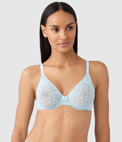 Halo Lace Underwire Bra: Soft Sky