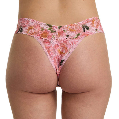 Hanky Panky Printed Signature Lace Original Rise Thong PR4811 Fawning Flora Coral Back