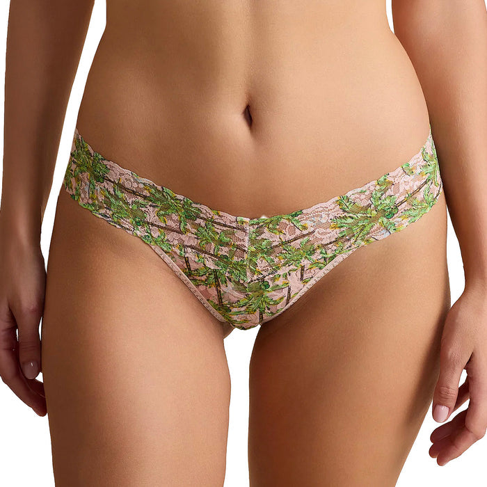 Hanky Panky Printed Signature Lace Original Rise Thong PR4811 Palm Breeze Pink Front