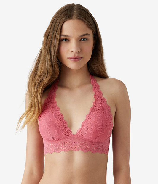 Inspired Eyelet Halter Bralette: Slate Rose