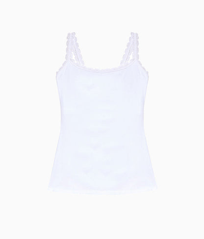 Inspired Eyelet Shelf Bra Cami: White