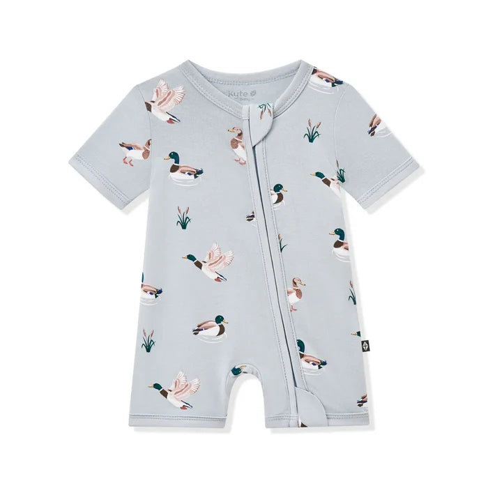 Kyte Baby Zippered Shortall Romper - Mallard Duck