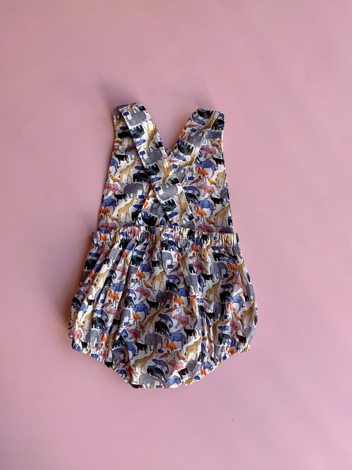 Liberty Zoo cross over back Romper - Love Sam