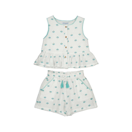Mayoral Printed Shorts and T-Shirt Set - Natural/Ecru