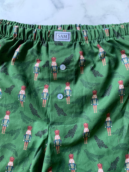 Mens Green Nutcracker sleep shorts - Love Sam