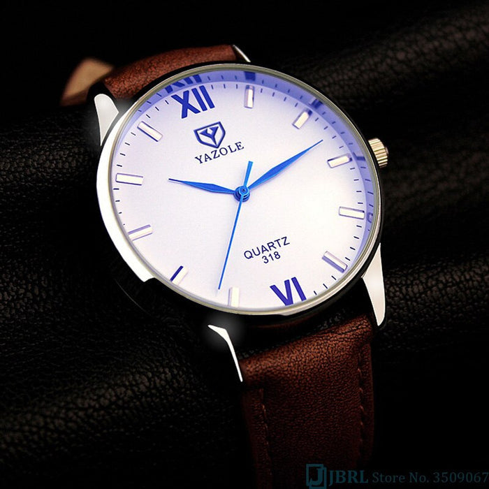 Men's Leather Bracelet Wristwatch