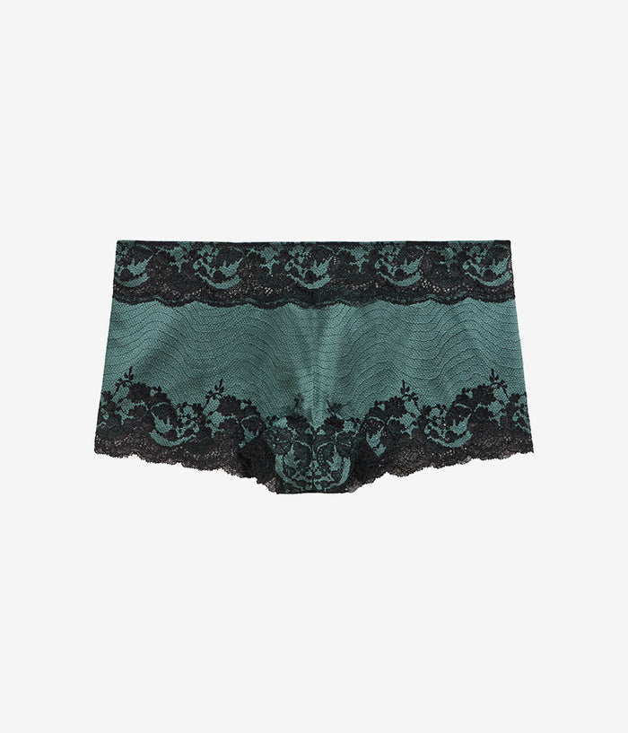 Modern Affair Boyshort: Silver Pine/Black