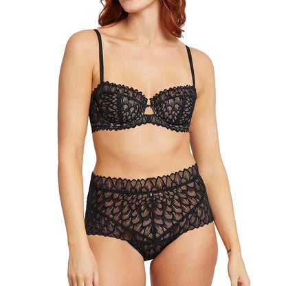 Montelle Lacy Keyhole Bra 9308 Black Set