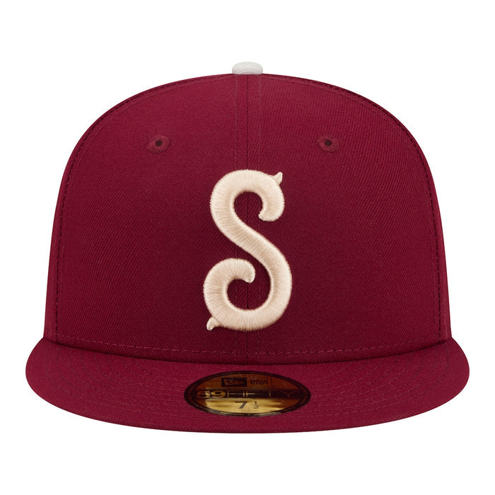 New Era Hub City Spartanburgers Dark Red Minor League Theme Nights 59FIFTY Fitted Hat