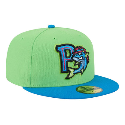 New Era Pensacola Blue Wahoos Neon Green Theme Nights 59FIFTY Fitted Hat