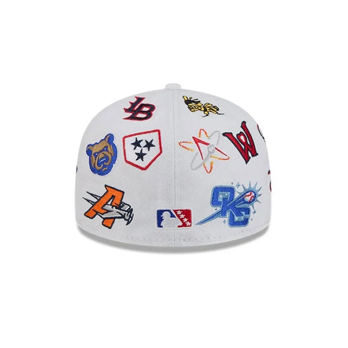 New Era White MiLB All Over 59FIFTY Fitted Cap (kopie)