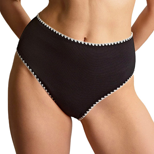 Panache High Waist Bikini Brief SW2035E Aurora Black White Front