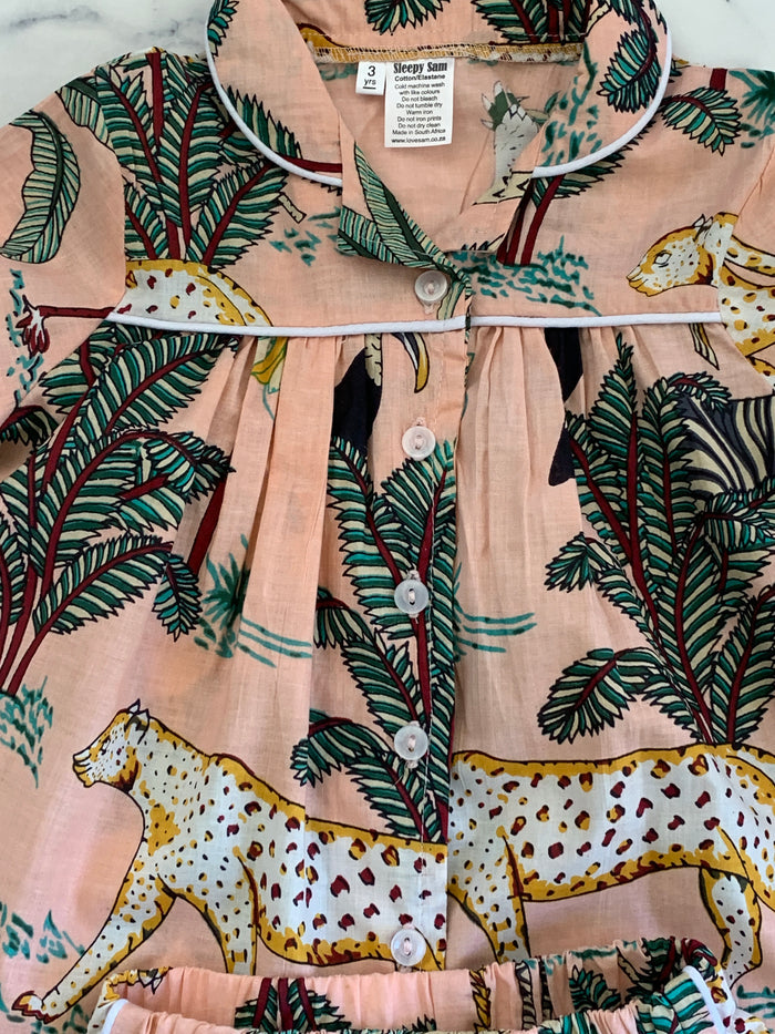 Peachy Pink Jungle Indian Cotton Pyjamas - Love Sam