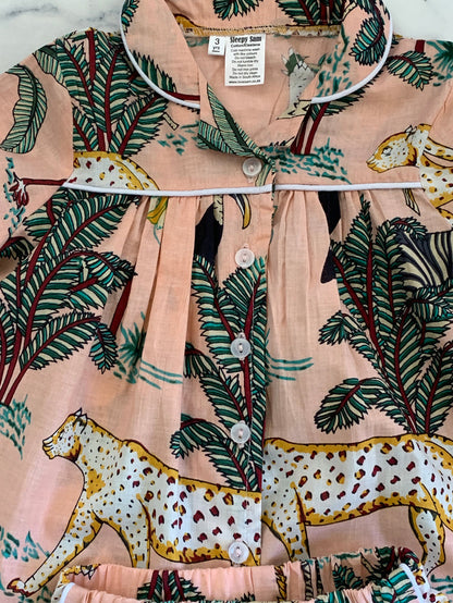 Peachy Pink Jungle Indian Cotton Pyjamas - Love Sam