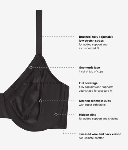 Perfect Primer Full Figure Underwire Bra: Black