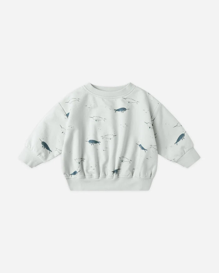 Quincy Mae Relaxed Fleece Sweatshirt - Narwhals